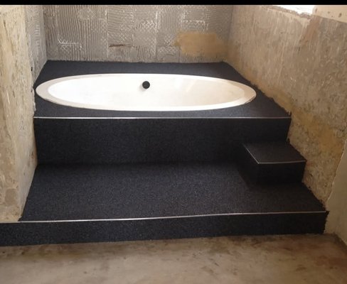 Bathroom floor after Quartz Carpet installation
