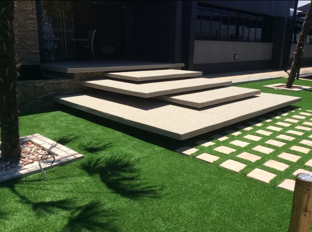 Quartz stone floating stairs — left angle