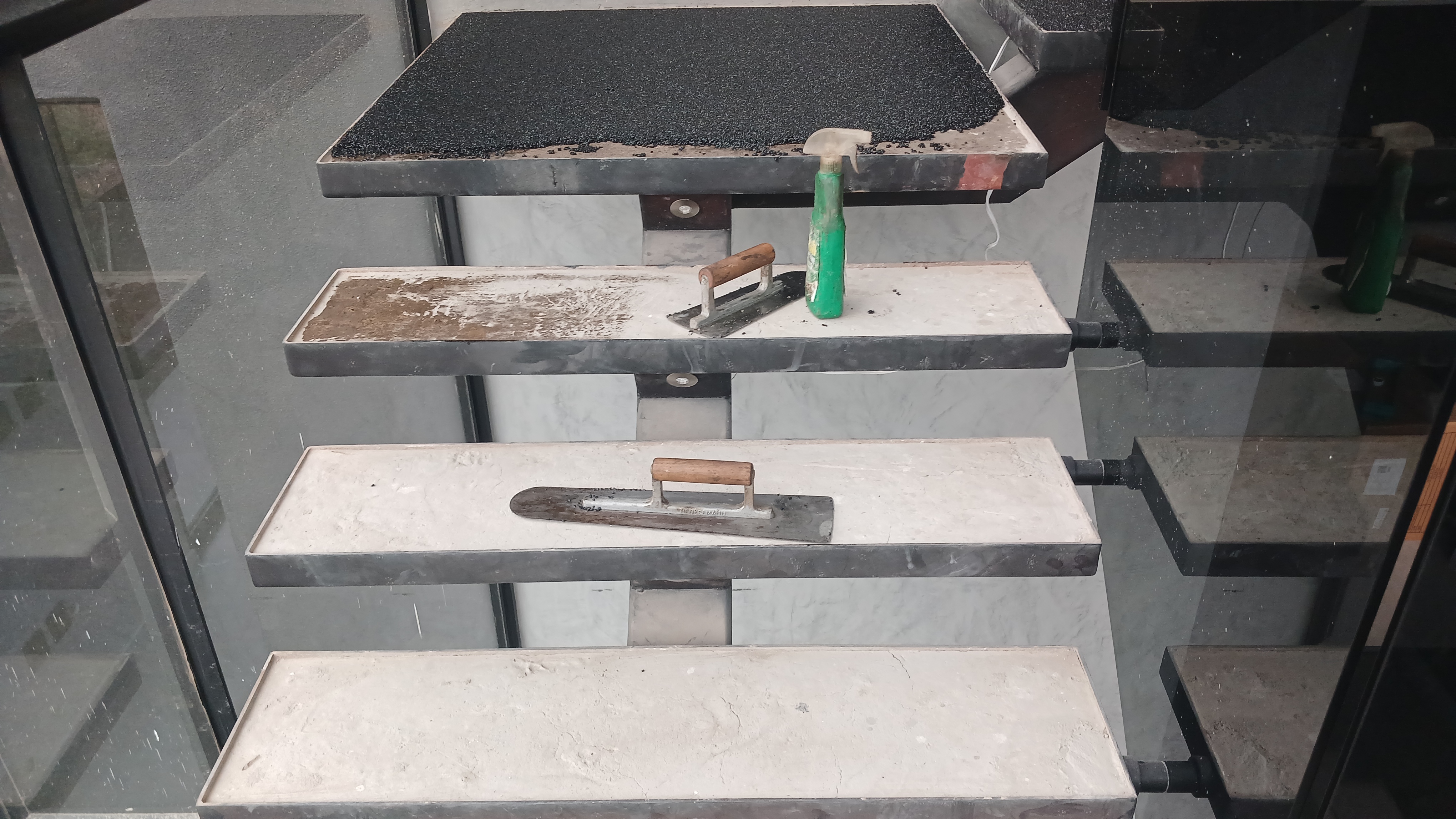 Stairs during quartz installation