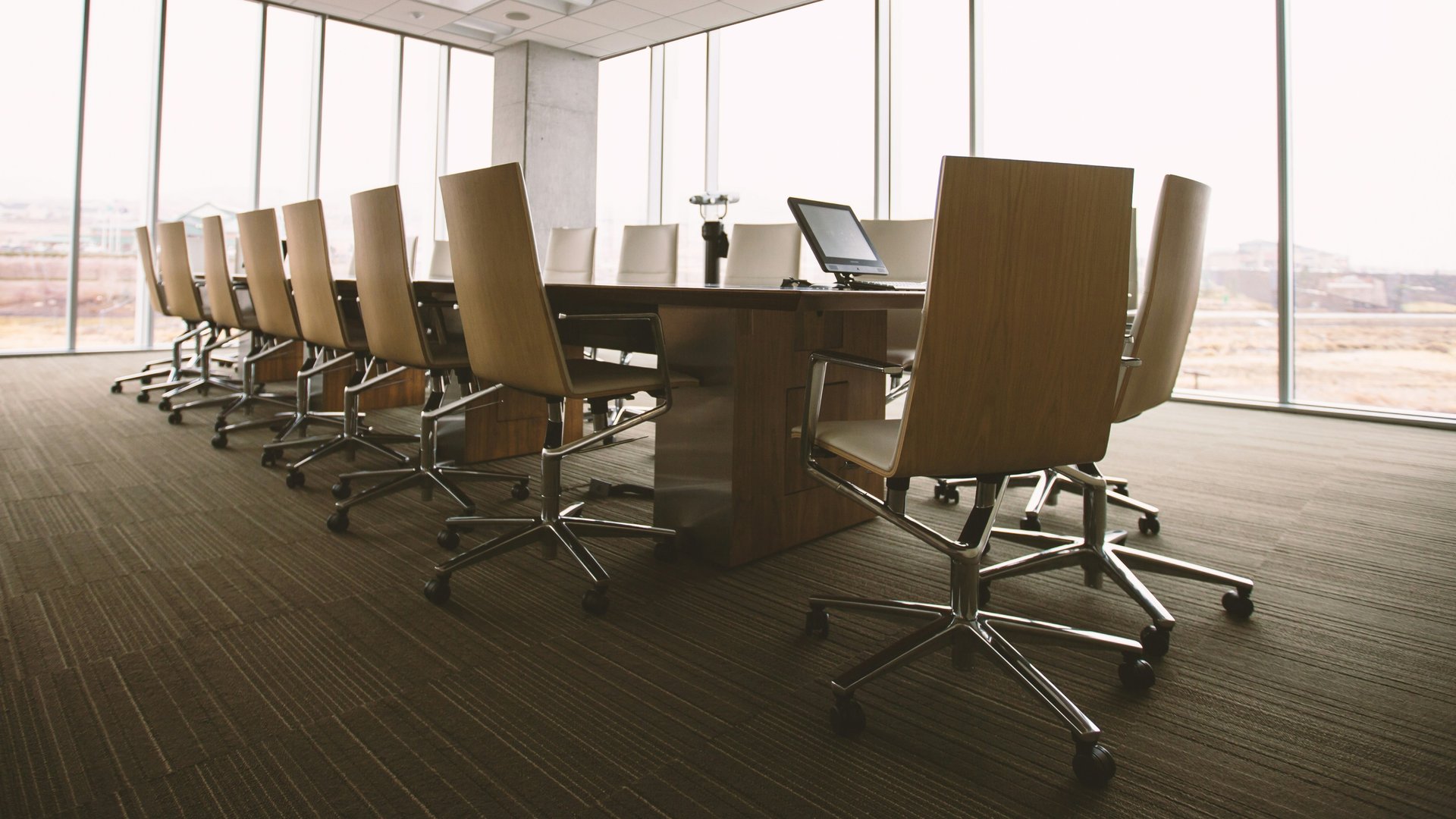 Boardroom with large table and chairs