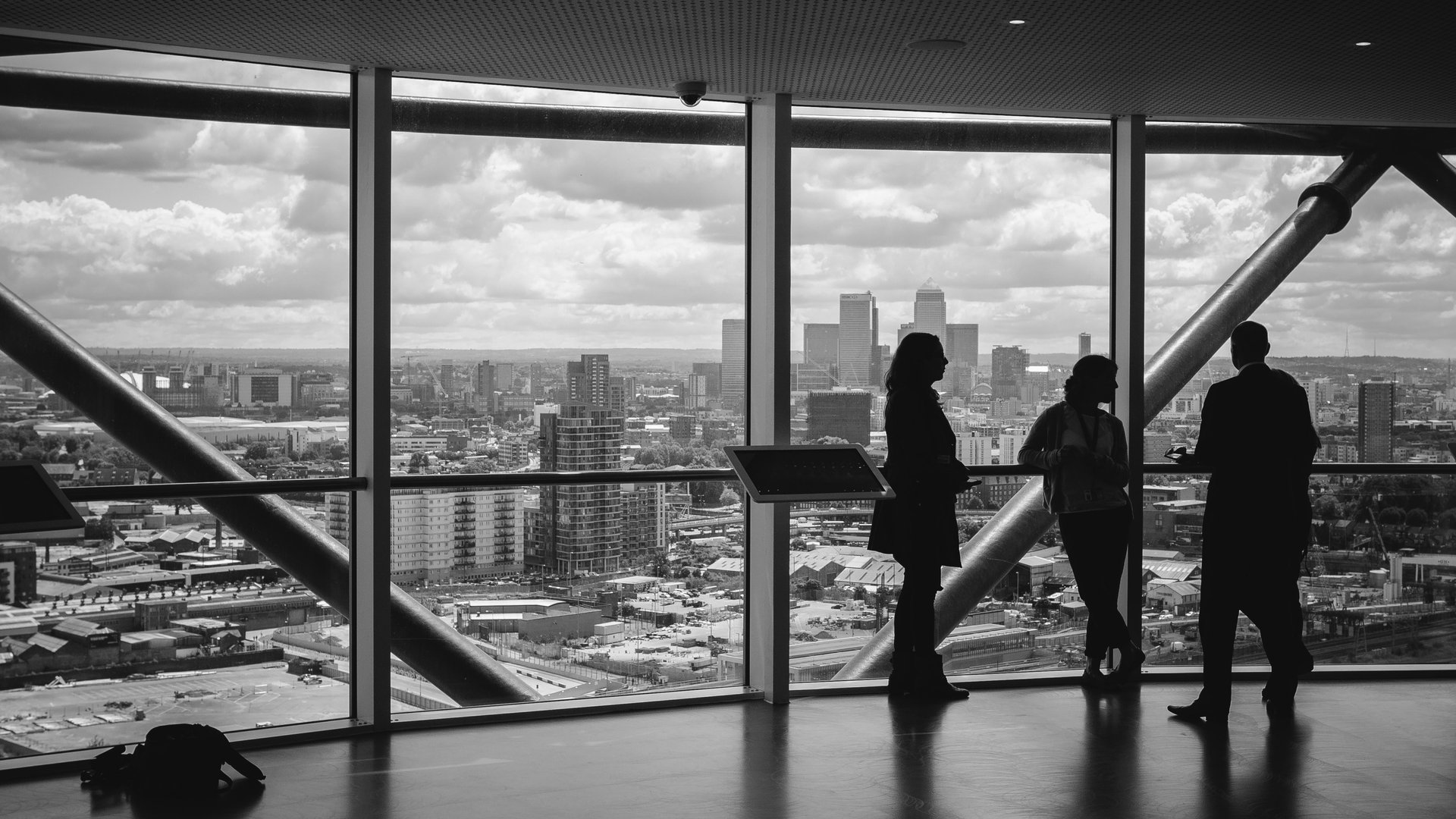 City skyline seen from high-rise window