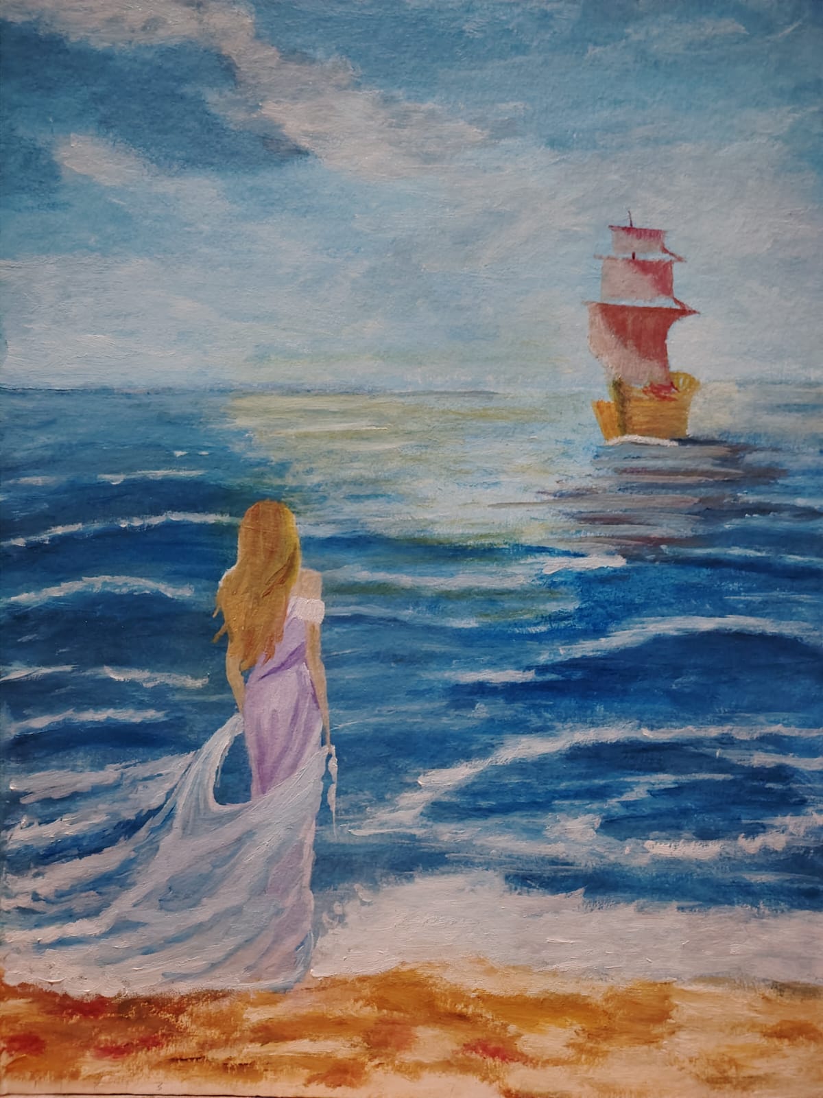 River Leaves — oil painting